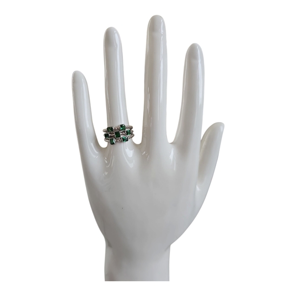 Sterling Silver 925 Green Gemstone Cluster Ring Size 8 - Statement Piece - Picture 2 of 9